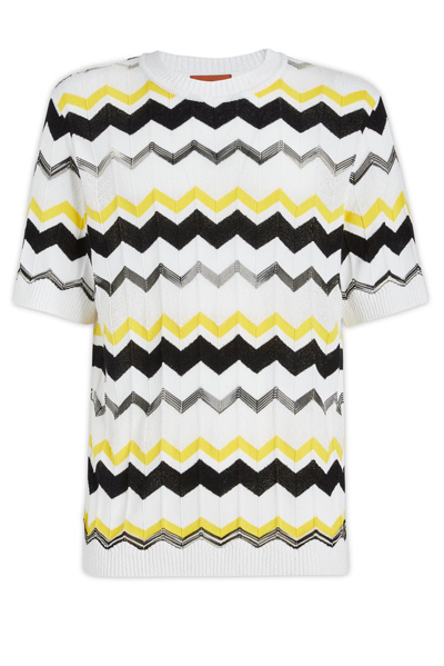 Missoni Zigzag Knitted T-shirt In White