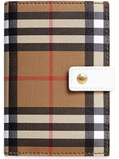 Burberry Vintage Check And Leather Folding Wallet In White