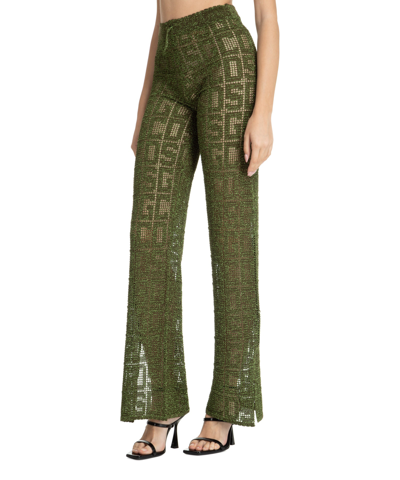 Gcds Logo-print High Waist Trousers In Green