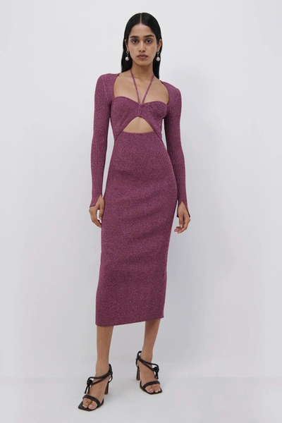 Jonathan Simkhai Danika Marled Midi Dress In Mulberry Multi