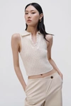 Simkhai Imani Cotton Pointelle Polo In Cream