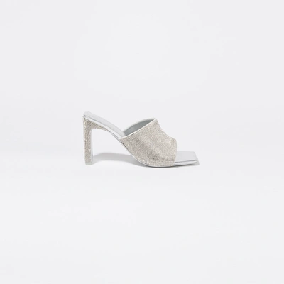 Jonathan Simkhai Asia Heeled Crystal Mule In Silver Metallic