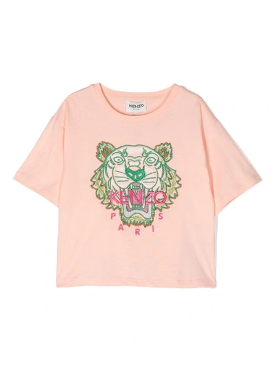 Kenzo Kids' Tiger Print T-shirt In Pink