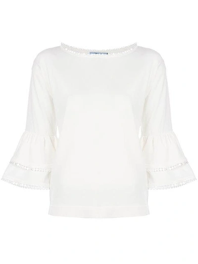 Blumarine Embroidered Trim Blouse - White In White