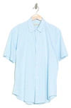 Coastaoro Coloras Multi Slub Short Sleeve Regular Fit Shirt In Turquoise