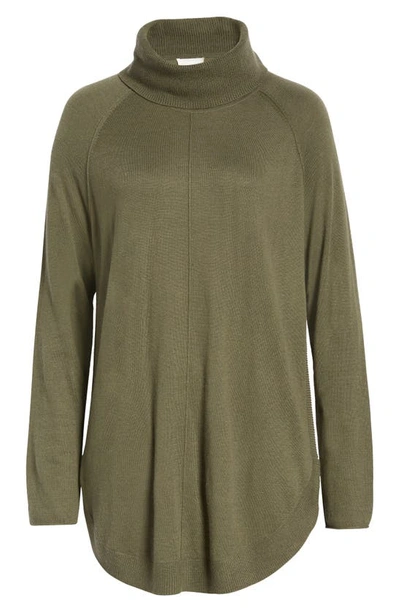 Caslon Turtleneck Tunic Sweater In Olive Sarma
