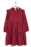 Love...ady Long Sleeve Tiered Cotton Peasant Dress In Violetta