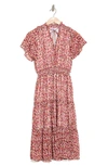 Melrose And Market Tiered Midi Dress In Pink Multi Scatter Dot