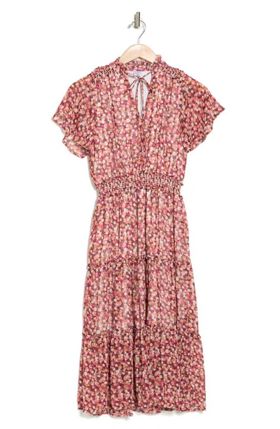Melrose And Market Tiered Midi Dress In Pink Multi Scatter Dot