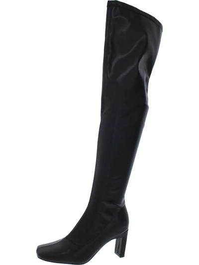 French Connection Charli Womens Vegan Leather Tall Over-the-knee Boots In Black