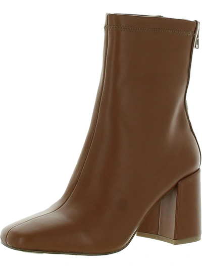 Aqua Juno Womens Leather Zipper Ankle Boots In Brown