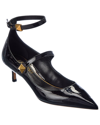 Valentino Garavani Valentino Roman Stud 50 Patent Pump In Black