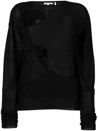 Helmut Lang Long-sleeve Cut-out Sweater In Black