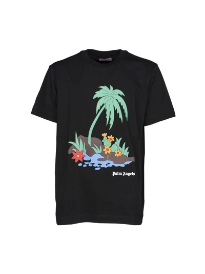 Palm Angels Palm Island T-shirt In Black