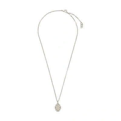 Dolce & Gabbana Crystal-embellished Pendant Necklace In Silver