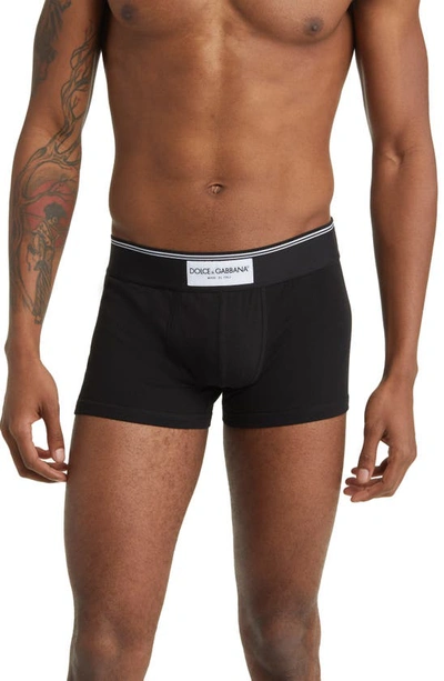 Dolce & Gabbana Logo-patch Cotton Boxer Briefs In Black