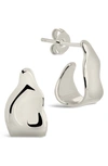 Sterling Forever Hammered Huggie Stud Earrings In Silver