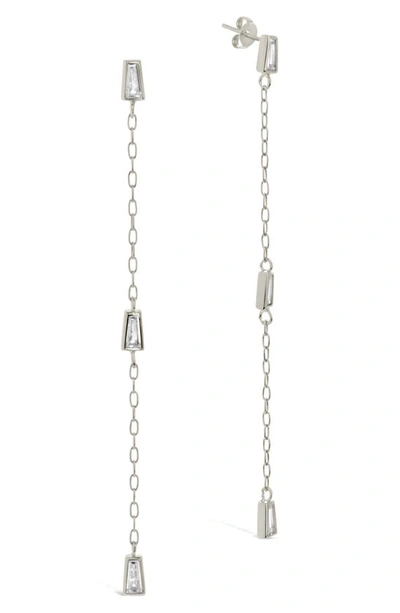 Sterling Forever Rhodium Plated Lillian Cz Drop Stud Earrings In Silver
