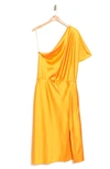 Renee C Satin One-shoulder Dress In Marigold