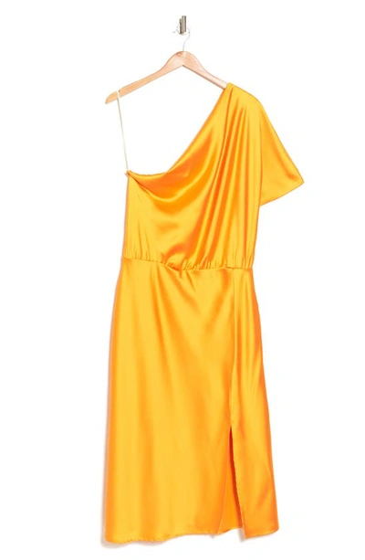 Renee C Satin One-shoulder Dress In Marigold