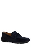 Geox Kosmopolis Penny Loafer In Navy Suede