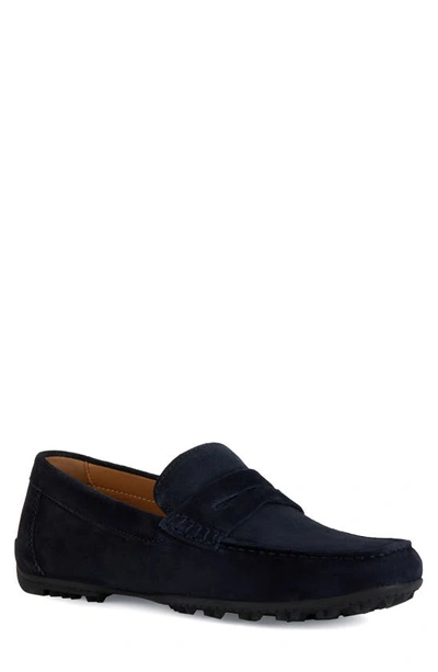 Geox Kosmopolis Penny Loafer In Navy Suede