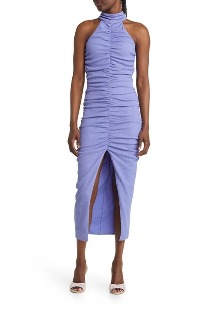 Saylor Nels Ruched Sleeveless Midi Dress In Periwinkle