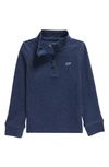 Vineyard Vines Boys' Saltwater Stripe Quarter Zip Mock Neck Sweatshirt - Little Kid, Big Kid In Deep Bay