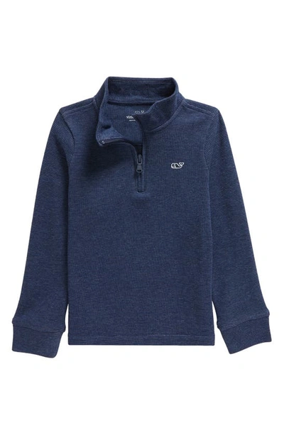 Vineyard Vines Boys' Saltwater Stripe Quarter Zip Mock Neck Sweatshirt - Little Kid, Big Kid In Deep Bay