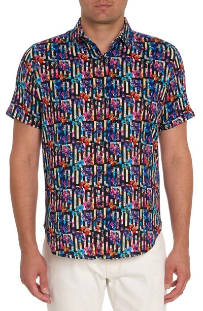 Robert Graham Jump Start Geo Floral Short Sleeve Button-up Shirt In Multi