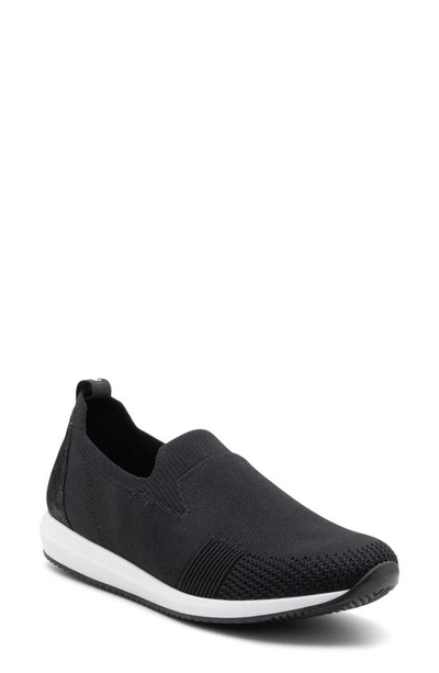 Ara Leena Slip-on Sneaker In Black Wovenstretch