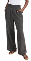Faherty Dream Cotton Gauze Wide Leg Pants In Washed Black