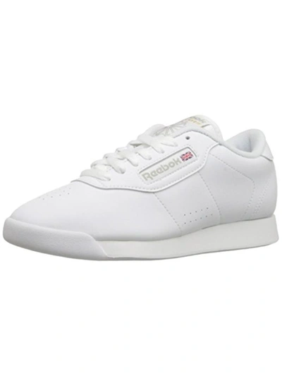 Reebok Princess Womens Faux Leather Comfort Cushion Fashion Sneakers In White