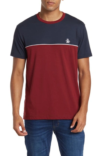 Original Penguin Colorblock Crew T-shirt In Dark Sapphire