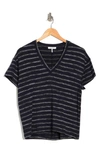 Rag & Bone The Knit Stripe V-neck T-shirt In Navy