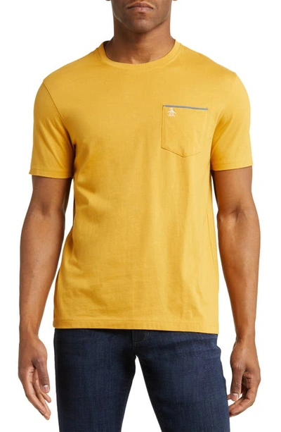 Original Penguin Crewneck Pocket T-shirt In Harvest Gold