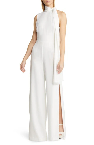 Black Halo Kynlee Sleeveless Wide Leg Jumpsuit In White