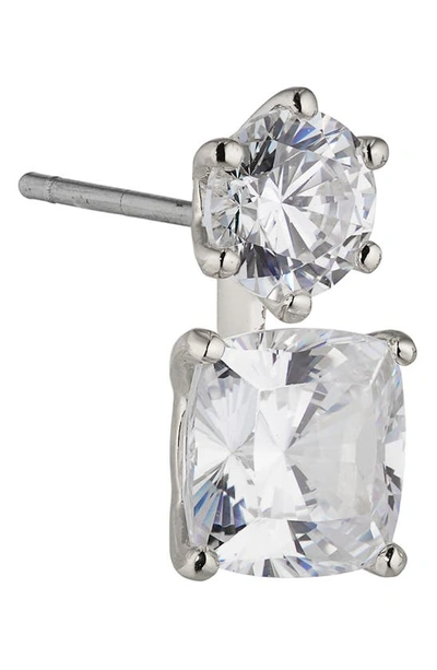 Nadri Double Solitaire Stud Earrings In Rhodium