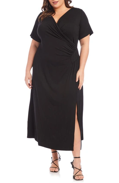 Karen Kane Faux Wrap Midi Dress In Black