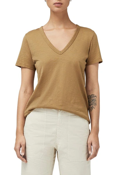 Rag & Bone The Slub V-neck Organic Pima Cotton T-shirt In Khaki