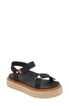 Tory Burch T Monogram Espadrille Platform Sandal In Perfect Black/perfect Black