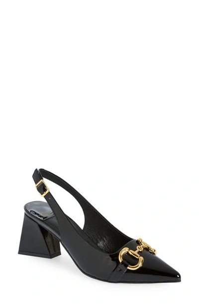 Jeffrey Campbell Nakita Slingback Pointed Toe Pump In Black Patent Gold