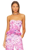 Isabel Marant Étoile Solizinia Tie Dye Cotton Strapless Bustier Top In Pink