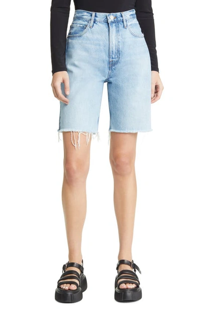 Frame High Waist Denim Bermuda Shorts In Rossum One Year