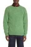 Drake's Brushed Lambswool Crewneck Sweater In Green