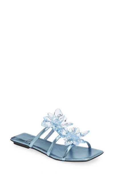 Jeffrey Campbell Crystalize Slide Sandal In Blue Patent