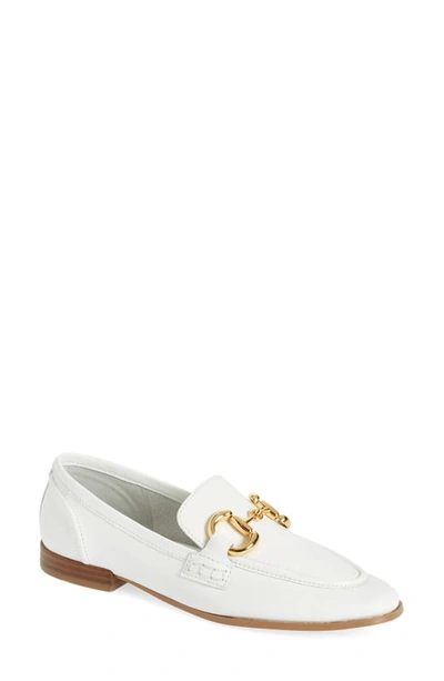 Jeffrey Campbell Velviteen Bit Loafer In White Tan Stack Gold