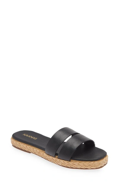 Kaanas Dantita Espadrille Platform Slide Sandal In Black