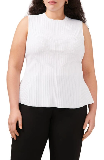 Halogen Ribbed Peplum Tank Top In Bright White
