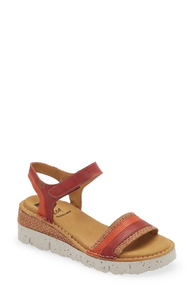 On Foot Catalina Wedge Sandal In Teja Red Combo